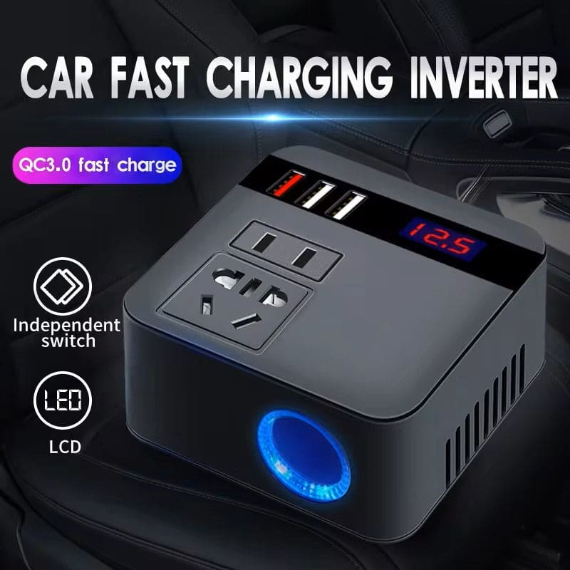 Regleta para Automóvil - Inversor de Coche 150W DC12V/24V a 110V/220V