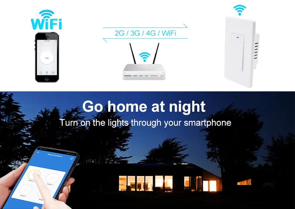 Interruptor de Luz Inteligente WiFi 15A | Control Remoto y de Voz con Alexa y Google Home | Compatible con Tuya & Smart Life App