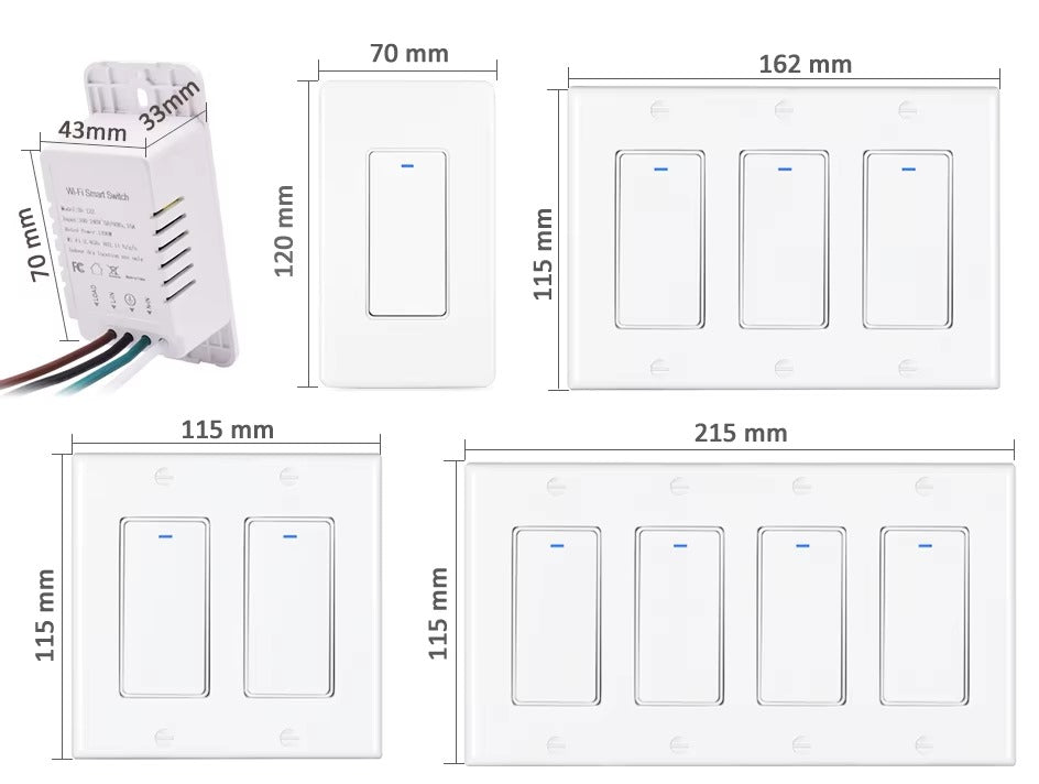 Interruptor de Luz Inteligente WiFi 15A | Control Remoto y de Voz con Alexa y Google Home | Compatible con Tuya & Smart Life App