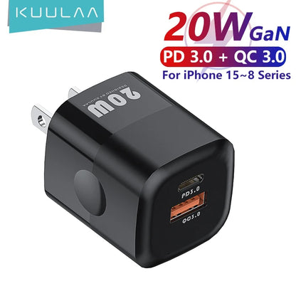 Kuulaa 20W GaN - Dual Fast USB Type C Charger 
