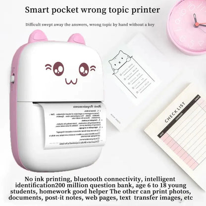MiniPrint Portable Printer - With Cute Cat Face Design