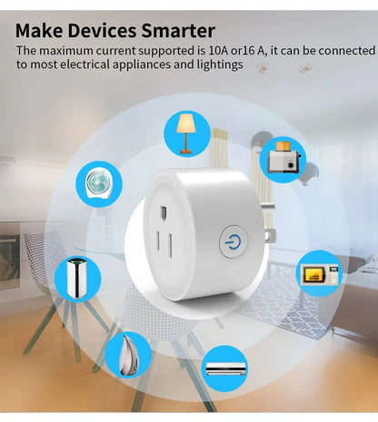 Mini Enchufe inteligente Tuya WiFi Smart Socket de 16A compatible con Alexa y Google Assistant con Smart Life