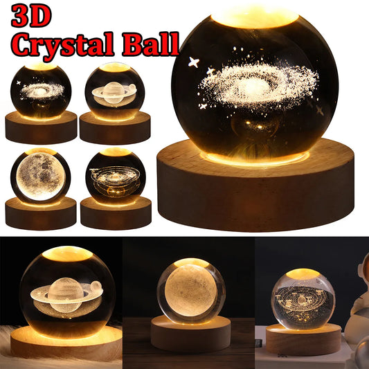 Galaxy Crystal Ball3D Lamp Milky Way-Moon-Saturn-Solar System