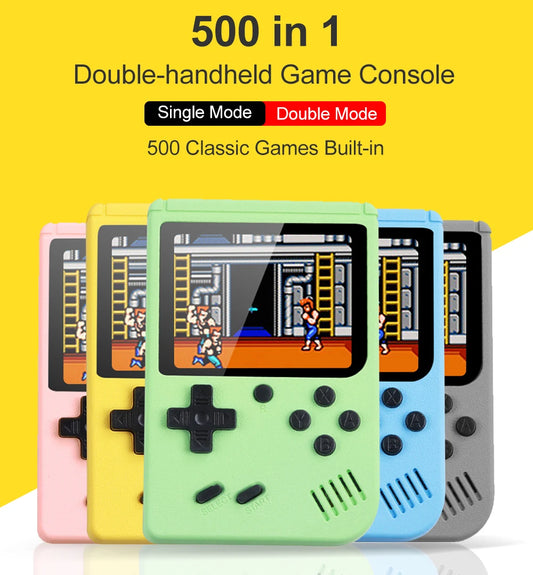 Retro 8-bit console with 500 built-in games and external control