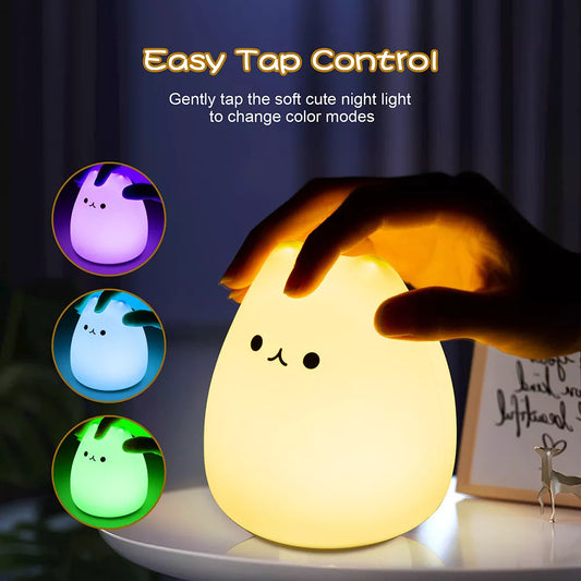 Lampara LED Gato de Silicona de 7 Colores con Sensor Tactil