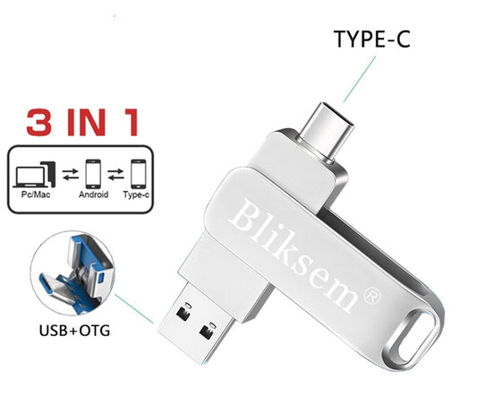 Pendrive USB Giratorio 3 en 1 OTG tipo C