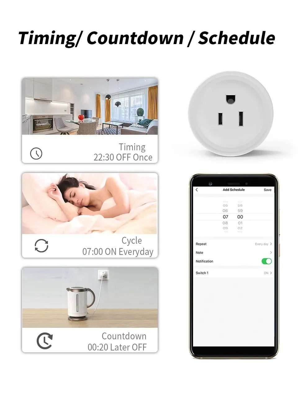 Mini Enchufe inteligente Tuya WiFi Smart Socket de 16A compatible con Alexa y Google Assistant con Smart Life