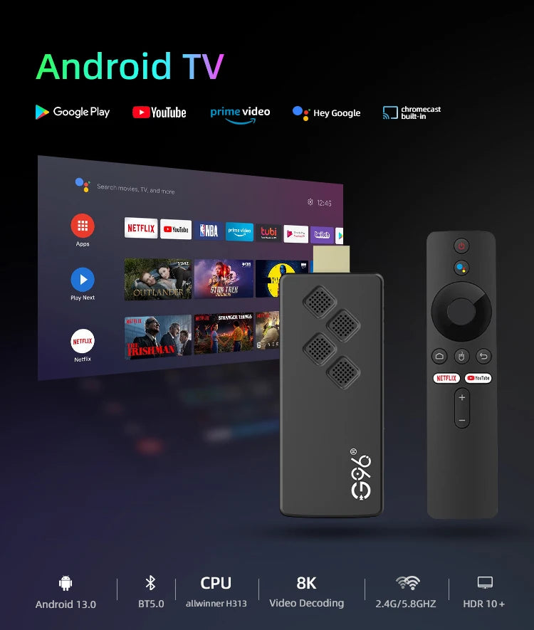 G96 smart stick with android TV up to 8k with android 13