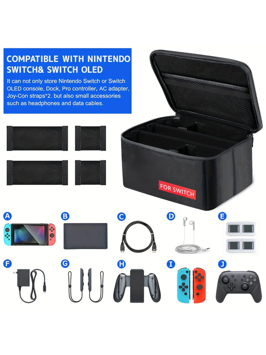 Large Protective Carrying Case for Nintendo Switch or Switch OLED - Pro Controller and More Accessories 
