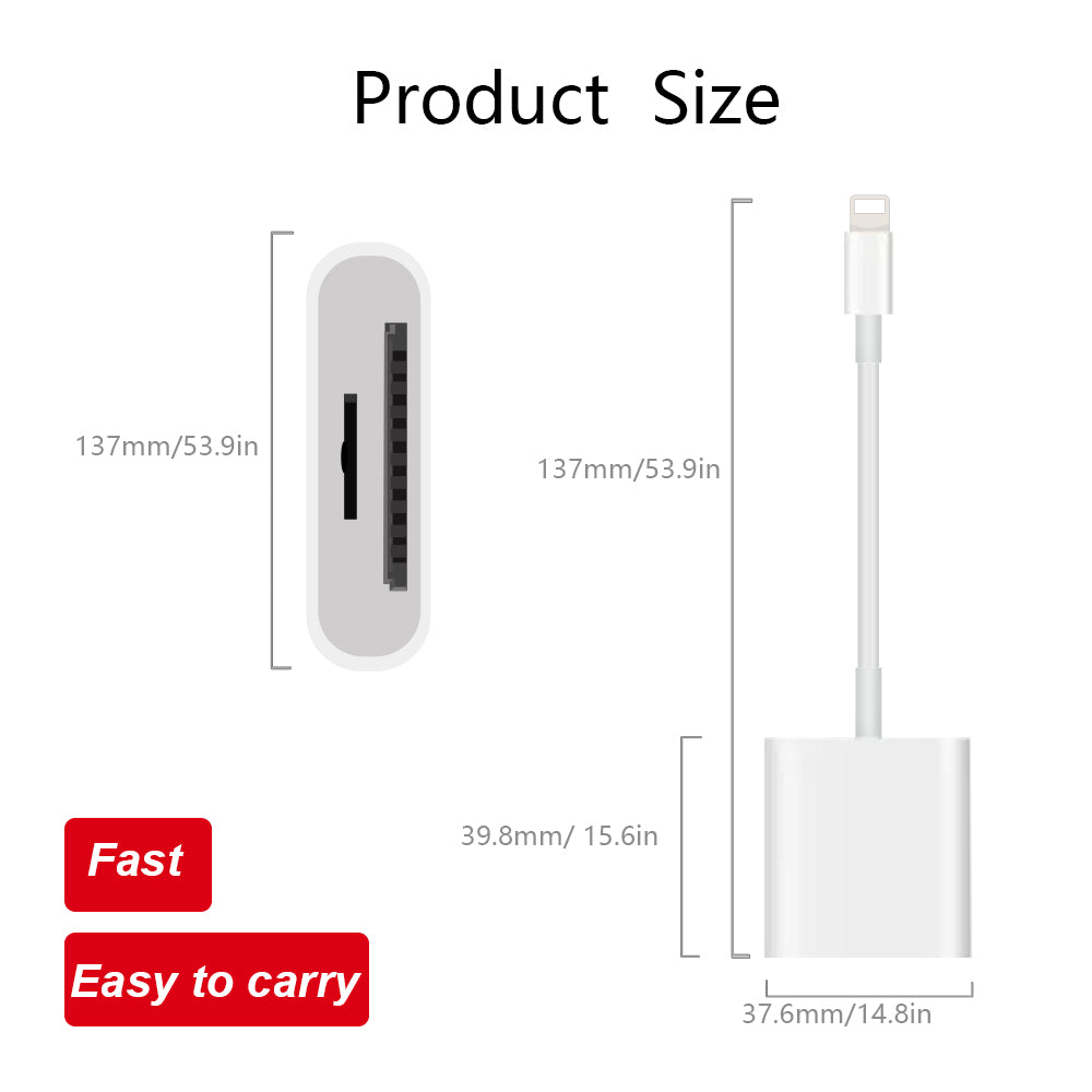 SD and micro SD memory card reader with Lightning for iPhone