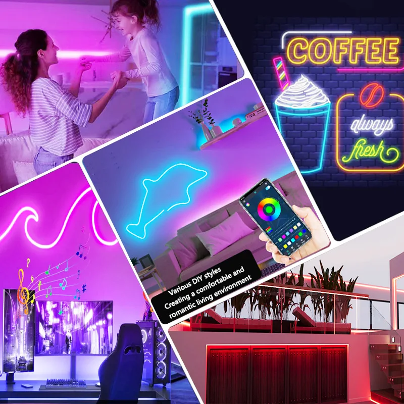 Tira LED Neón RGB WiFi | Impermeable, Tuya Smart, Alexa y Google Home para gaming